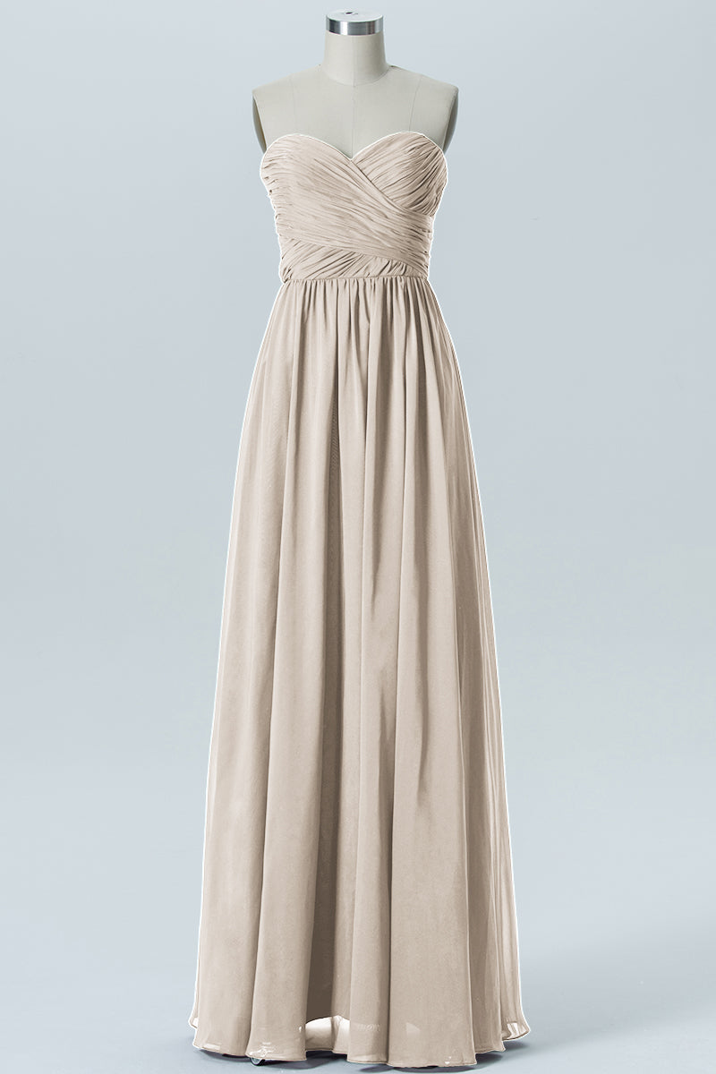 Chiffon Column Strapless Sleeveless Bridesmaid Dress-B07877
