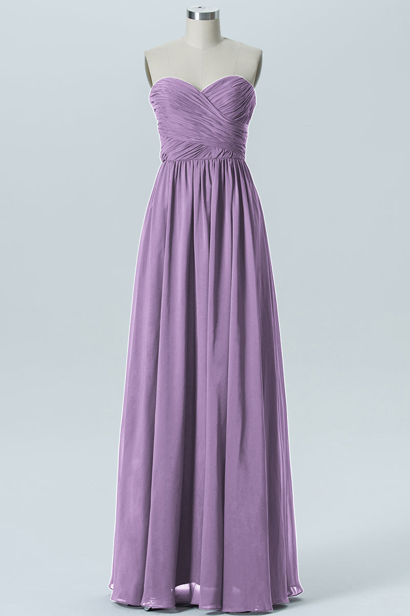 Chiffon Column Strapless Sleeveless Bridesmaid Dress-B07877