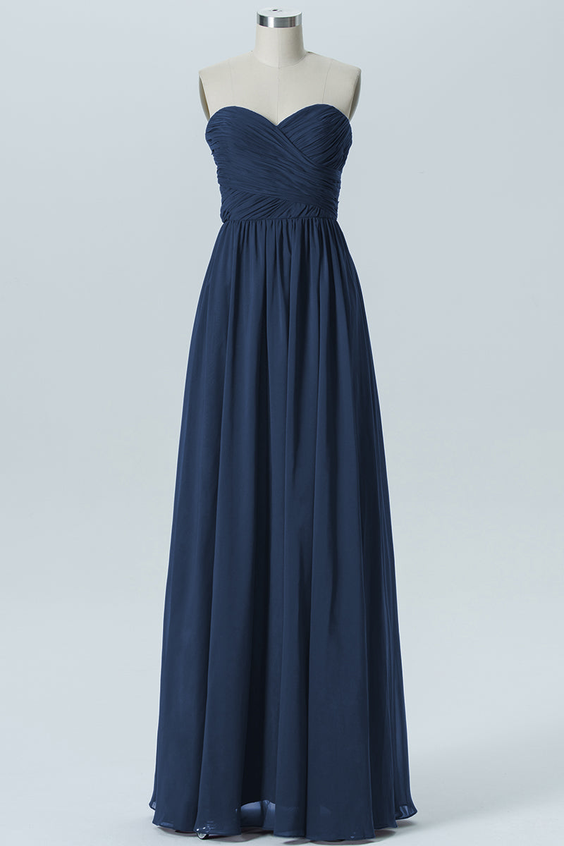 Chiffon Column Strapless Sleeveless Bridesmaid Dress-B07877