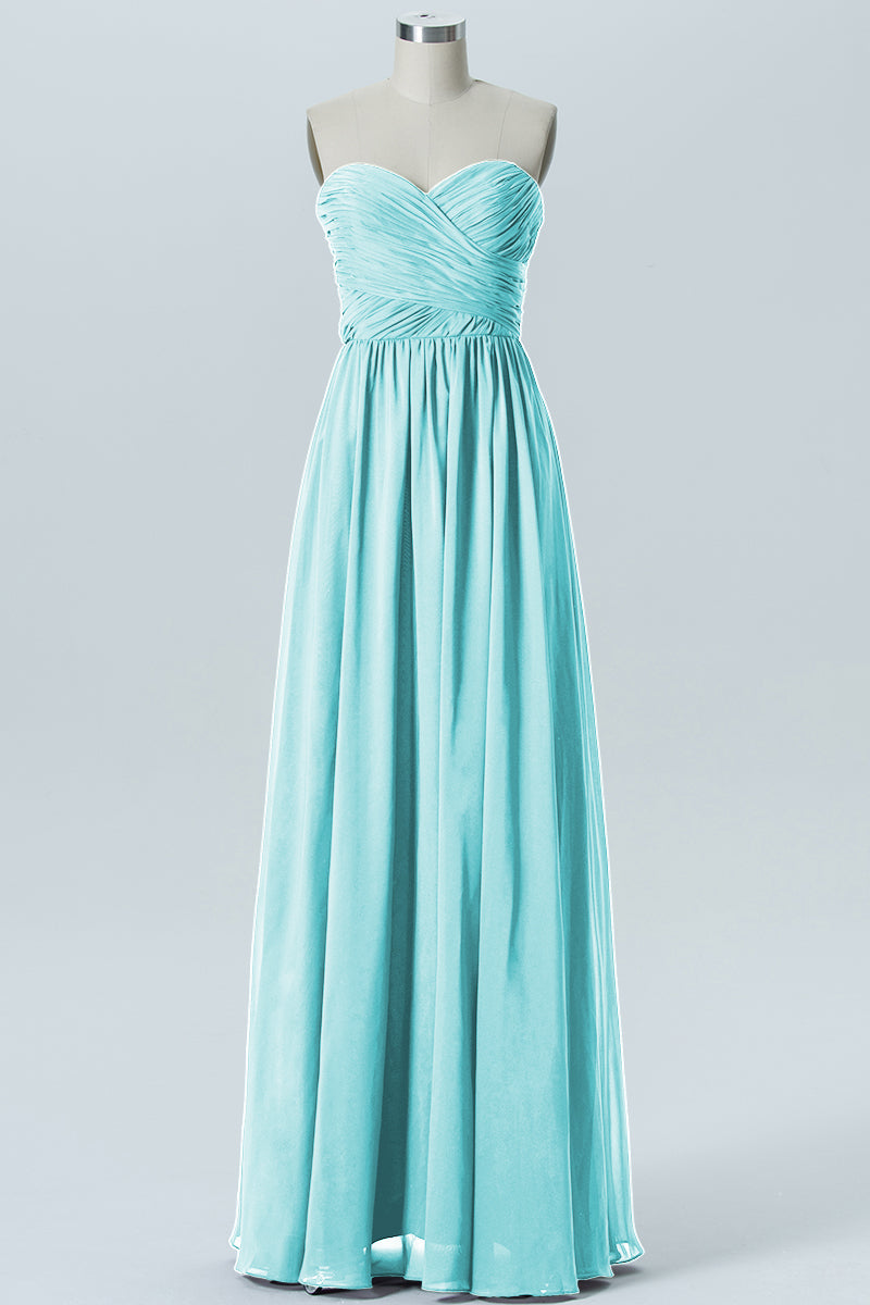 Chiffon Column Strapless Sleeveless Bridesmaid Dress-B07877