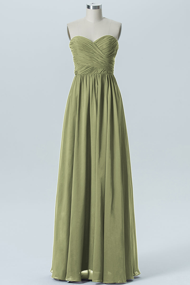 Chiffon Column Strapless Sleeveless Bridesmaid Dress-B07877
