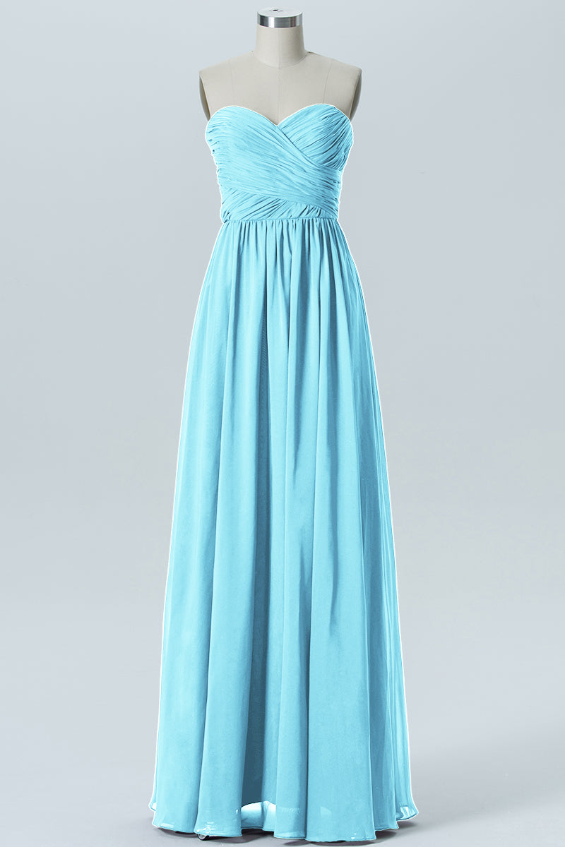 Chiffon Column Strapless Sleeveless Bridesmaid Dress-B07877