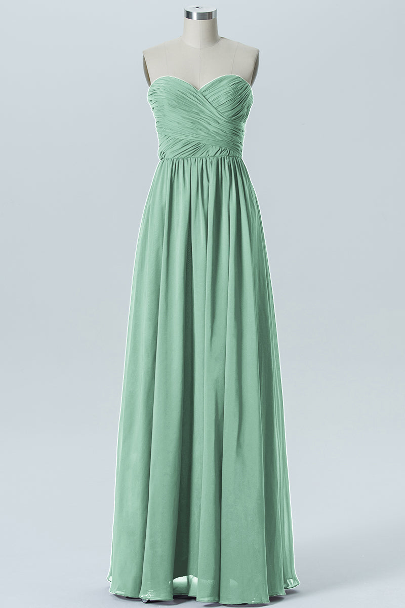 Chiffon Column Strapless Sleeveless Bridesmaid Dress-B07877