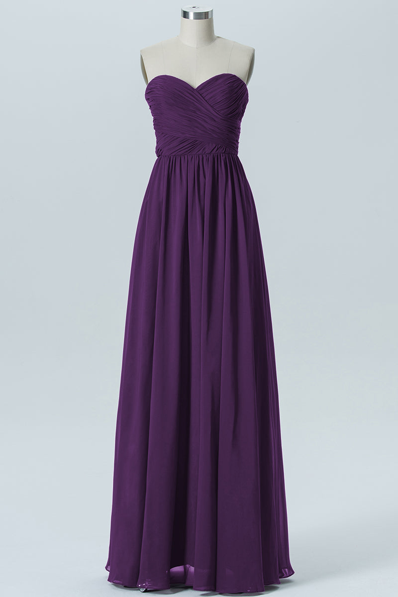 Chiffon Column Strapless Sleeveless Bridesmaid Dress-B07877