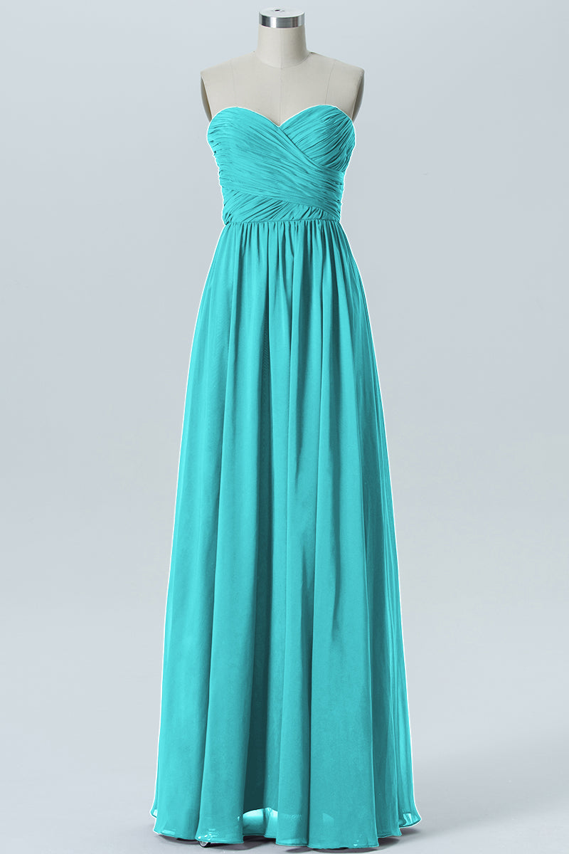 Chiffon Column Strapless Sleeveless Bridesmaid Dress-B07877