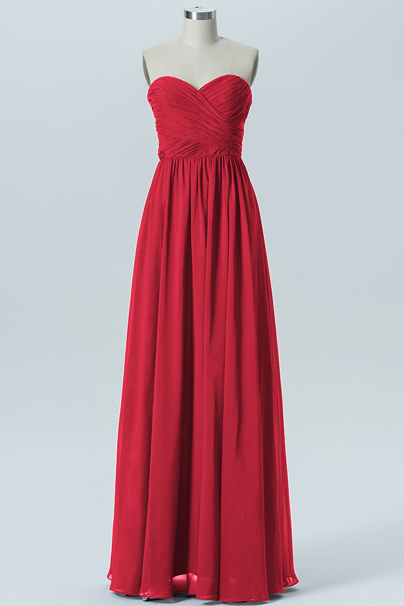 Chiffon Column Strapless Sleeveless Bridesmaid Dress-B07877