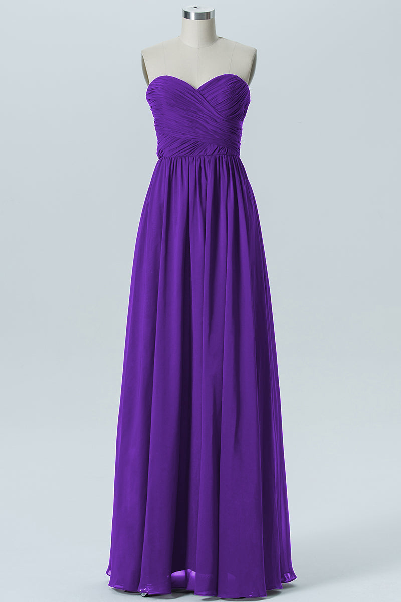Chiffon Column Strapless Sleeveless Bridesmaid Dress-B07877