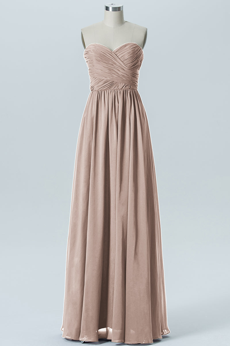 Chiffon Column Strapless Sleeveless Bridesmaid Dress-B07877