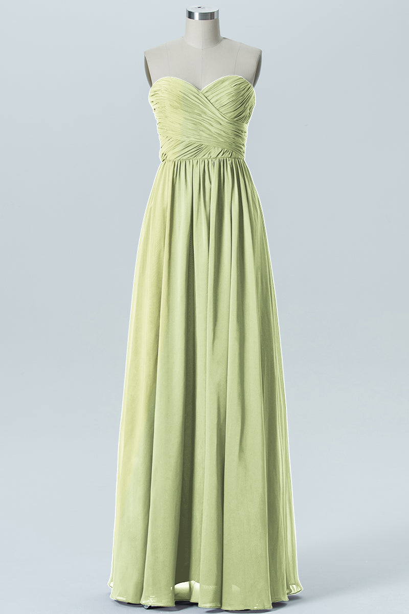 Chiffon Column Strapless Sleeveless Bridesmaid Dress-B07877