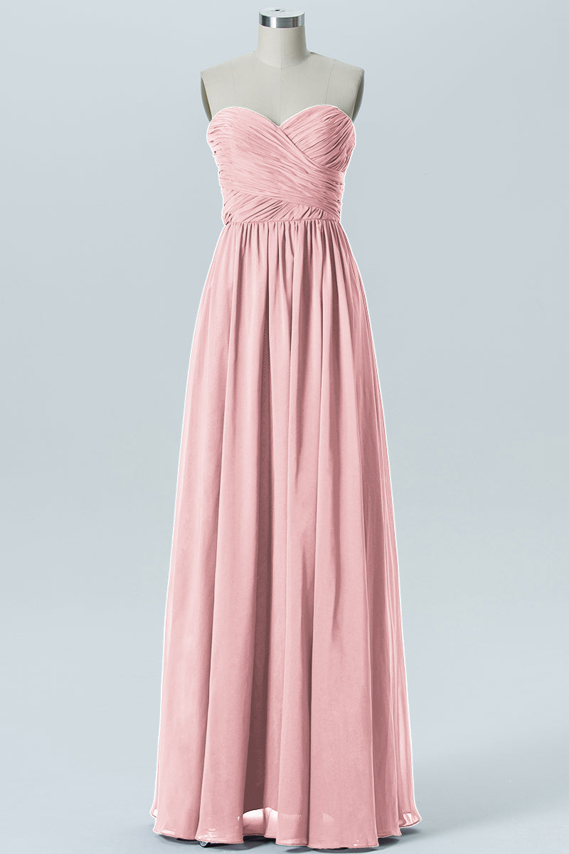 Chiffon Column Strapless Sleeveless Bridesmaid Dress-B07877
