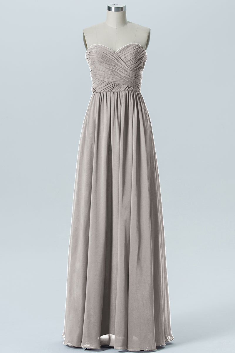 Chiffon Column Strapless Sleeveless Bridesmaid Dress-B07877