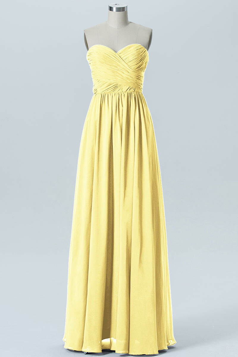 Chiffon Column Strapless Sleeveless Bridesmaid Dress-B07877