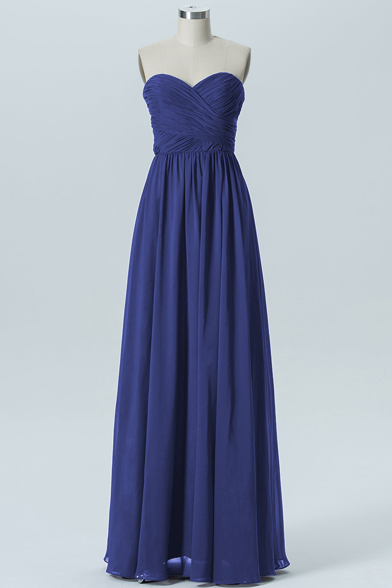 Chiffon Column Strapless Sleeveless Bridesmaid Dress-B07877