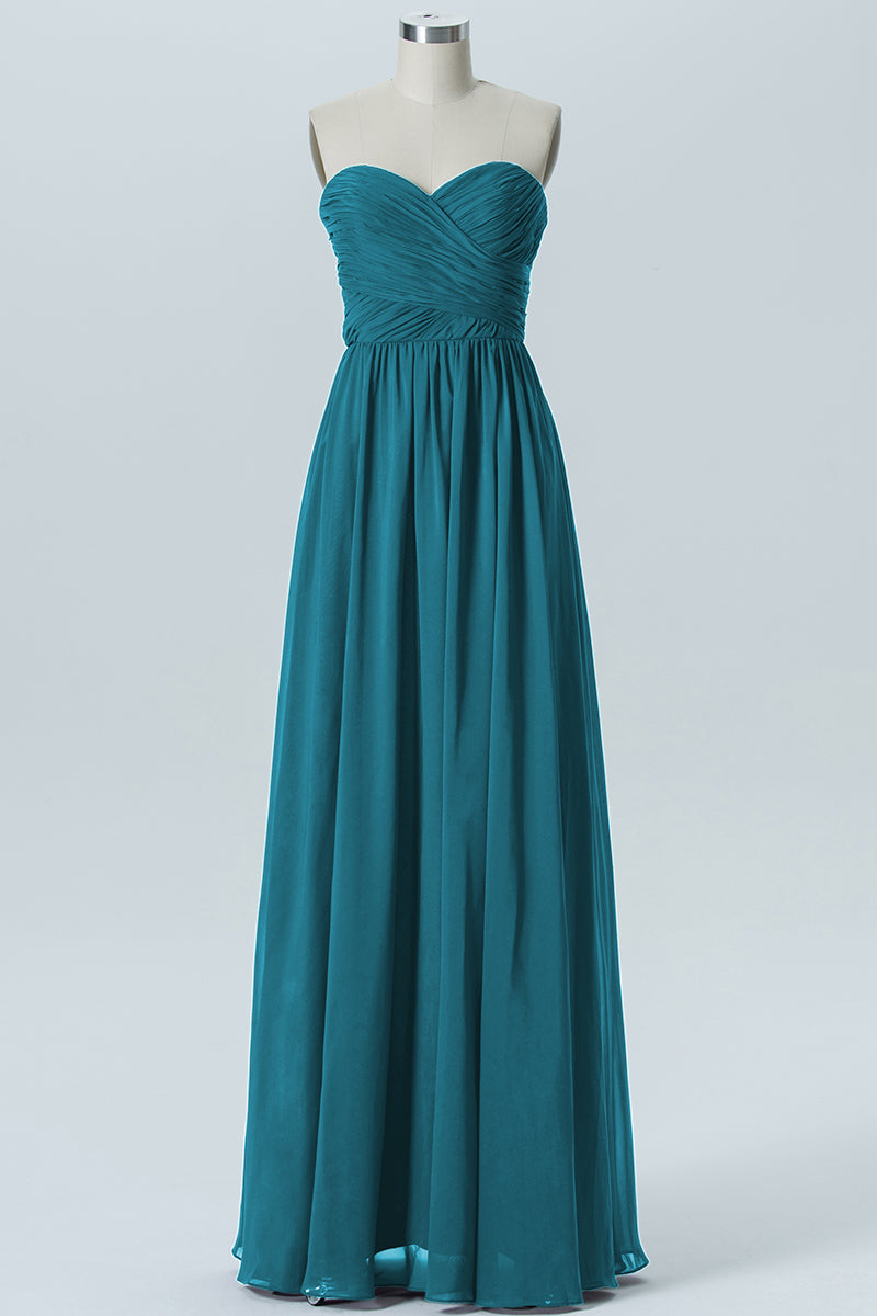 Chiffon Column Strapless Sleeveless Bridesmaid Dress-B07877