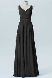 Chiffon Column Straps Sleeveless Bridesmaid Dress-B07879