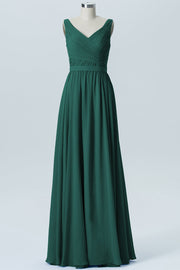 Chiffon Column Straps Sleeveless Bridesmaid Dress-B07879