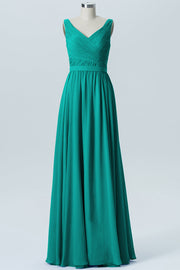 Chiffon Column Straps Sleeveless Bridesmaid Dress-B07879