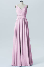 Chiffon Column Straps Sleeveless Bridesmaid Dress-B07879