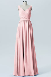 Chiffon Column Straps Sleeveless Bridesmaid Dress-B07879