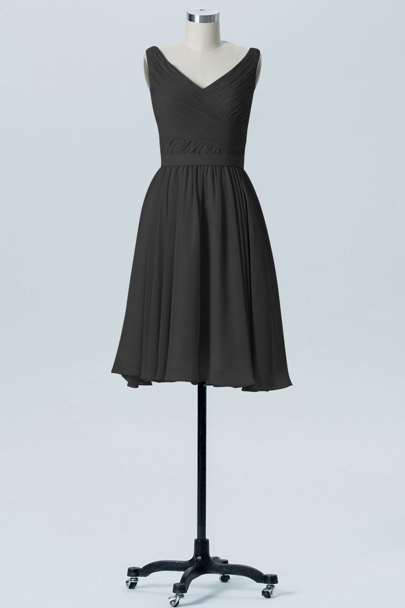 Chiffon Column Straps Sleeveless Bridesmaid Dress-B07880