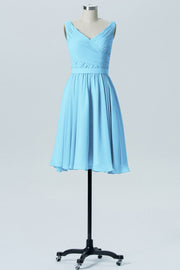 Chiffon Column Straps Sleeveless Bridesmaid Dress-B07880