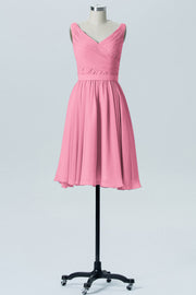 Chiffon Column Straps Sleeveless Bridesmaid Dress-B07880