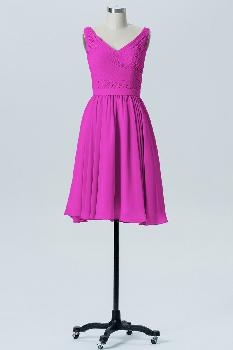 Chiffon Column Straps Sleeveless Bridesmaid Dress-B07880
