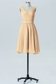 Chiffon Column Straps Sleeveless Bridesmaid Dress-B07880