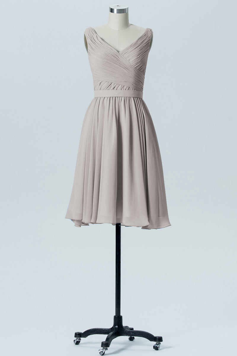 Chiffon Column Straps Sleeveless Bridesmaid Dress-B07880
