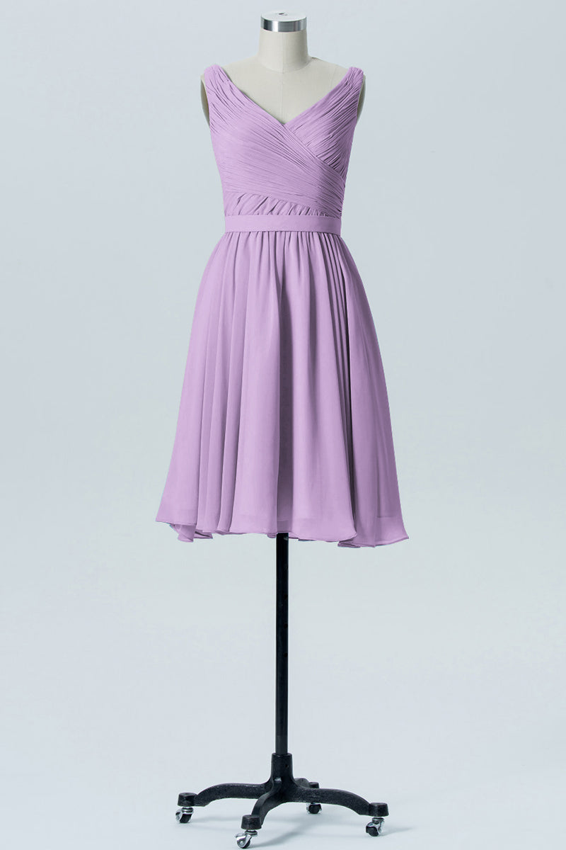 Chiffon Column Straps Sleeveless Bridesmaid Dress-B07880