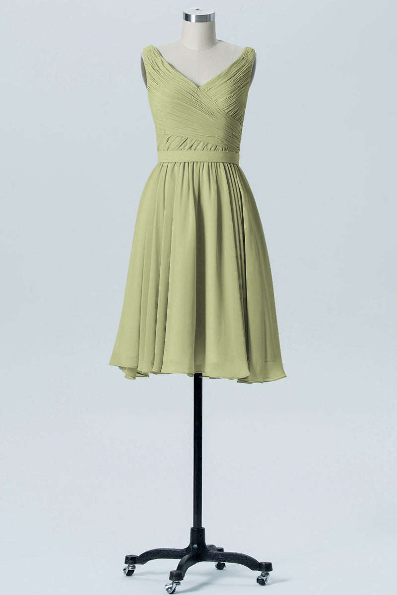 Chiffon Column Straps Sleeveless Bridesmaid Dress-B07880