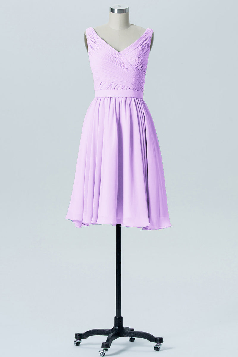 Chiffon Column Straps Sleeveless Bridesmaid Dress-B07880