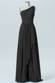 Chiffon A-line One Shoulder Sleeveless Bridesmaid Dress-B07900