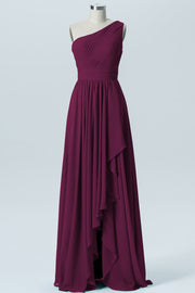 Chiffon A-line One Shoulder Sleeveless Bridesmaid Dress-B07900