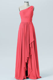 Chiffon A-line One Shoulder Sleeveless Bridesmaid Dress-B07900