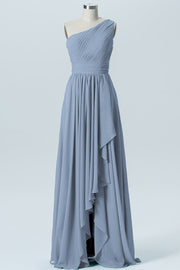 Chiffon A-line One Shoulder Sleeveless Bridesmaid Dress-B07900