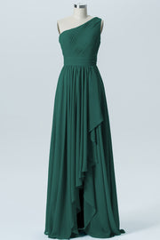 Chiffon A-line One Shoulder Sleeveless Bridesmaid Dress-B07900