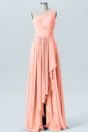 Chiffon A-line One Shoulder Sleeveless Bridesmaid Dress-B07900