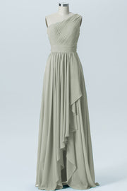 Chiffon A-line One Shoulder Sleeveless Bridesmaid Dress-B07900