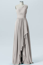 Chiffon A-line One Shoulder Sleeveless Bridesmaid Dress-B07900
