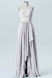 Chiffon A-line One Shoulder Sleeveless Bridesmaid Dress-B07900