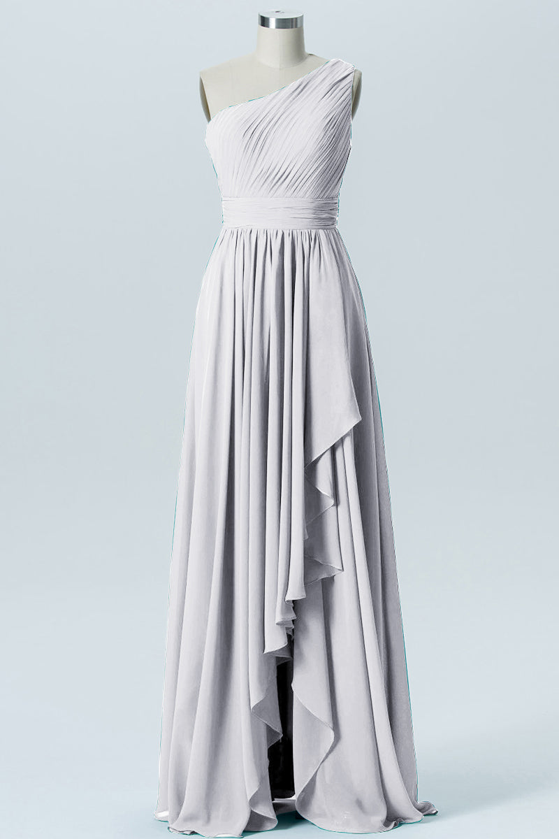 Chiffon A-line One Shoulder Sleeveless Bridesmaid Dress-B07900