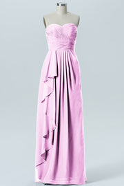 Chiffon Column Strapless Sleeveless Bridesmaid Dress-B07910