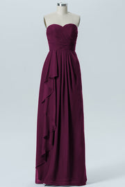 Chiffon Column Strapless Sleeveless Bridesmaid Dress-B07910