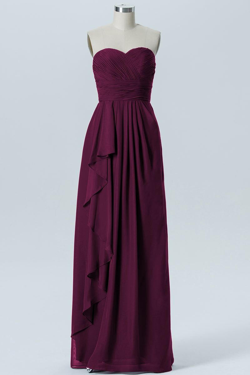 Chiffon Column Strapless Sleeveless Bridesmaid Dress-B07910