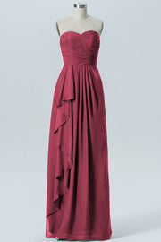 Chiffon Column Strapless Sleeveless Bridesmaid Dress-B07910