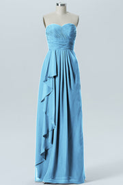 Chiffon Column Strapless Sleeveless Bridesmaid Dress-B07910
