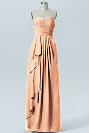 Chiffon Column Strapless Sleeveless Bridesmaid Dress-B07910