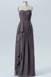 Chiffon Column Strapless Sleeveless Bridesmaid Dress-B07910
