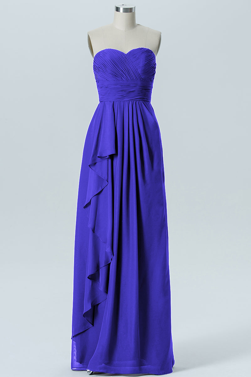 Chiffon Column Strapless Sleeveless Bridesmaid Dress-B07910